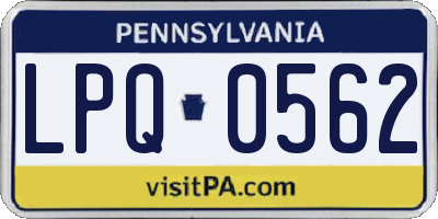 PA license plate LPQ0562