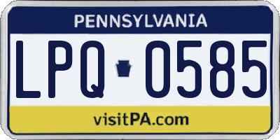 PA license plate LPQ0585