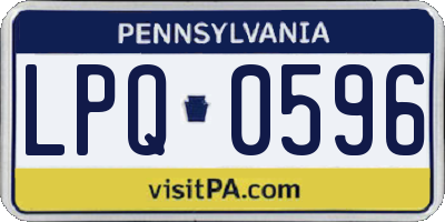PA license plate LPQ0596
