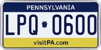 PA license plate LPQ0600