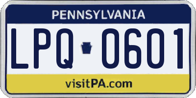 PA license plate LPQ0601