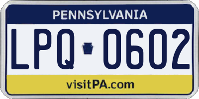 PA license plate LPQ0602