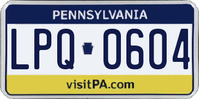 PA license plate LPQ0604