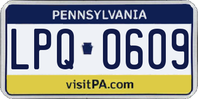PA license plate LPQ0609