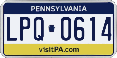 PA license plate LPQ0614