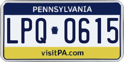 PA license plate LPQ0615