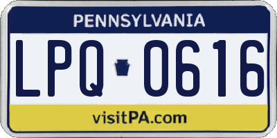PA license plate LPQ0616