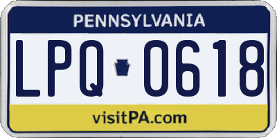 PA license plate LPQ0618
