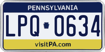 PA license plate LPQ0634