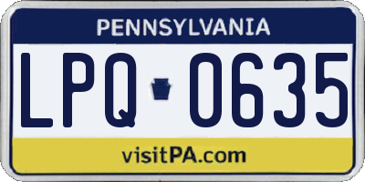 PA license plate LPQ0635