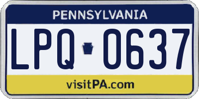 PA license plate LPQ0637
