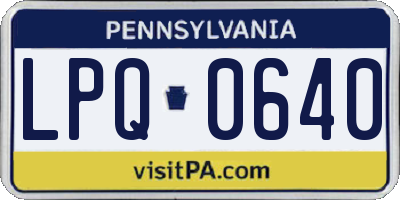 PA license plate LPQ0640