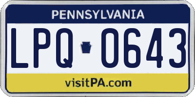 PA license plate LPQ0643