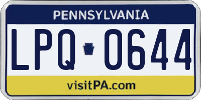 PA license plate LPQ0644