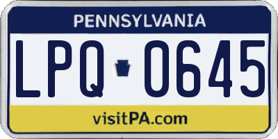 PA license plate LPQ0645