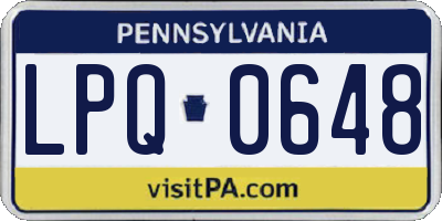 PA license plate LPQ0648