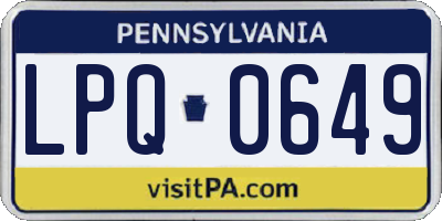 PA license plate LPQ0649