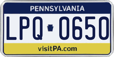 PA license plate LPQ0650