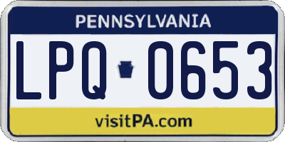 PA license plate LPQ0653