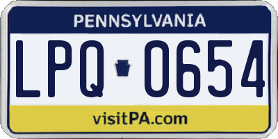 PA license plate LPQ0654