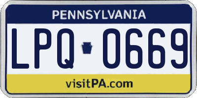 PA license plate LPQ0669