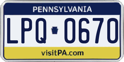 PA license plate LPQ0670