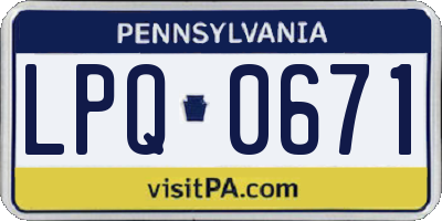 PA license plate LPQ0671
