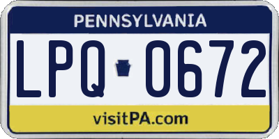 PA license plate LPQ0672