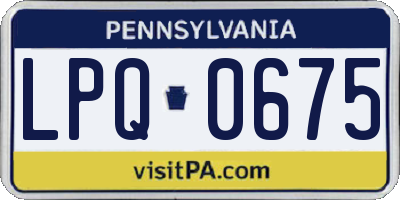 PA license plate LPQ0675