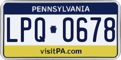 PA license plate LPQ0678