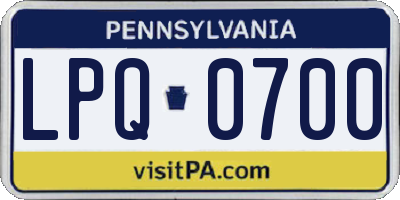 PA license plate LPQ0700