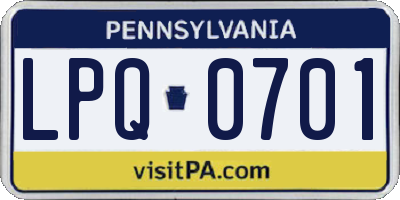 PA license plate LPQ0701