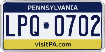 PA license plate LPQ0702