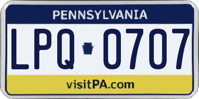 PA license plate LPQ0707