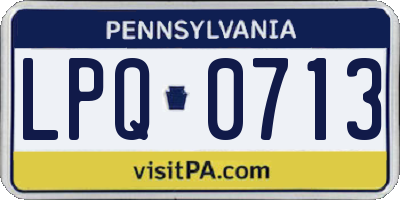 PA license plate LPQ0713