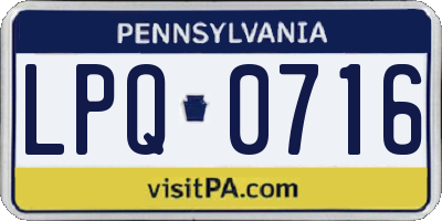 PA license plate LPQ0716