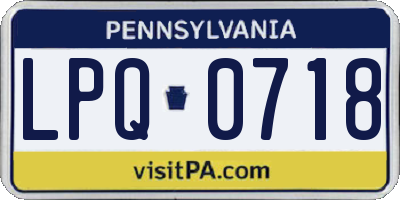 PA license plate LPQ0718