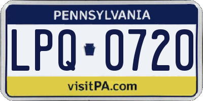 PA license plate LPQ0720