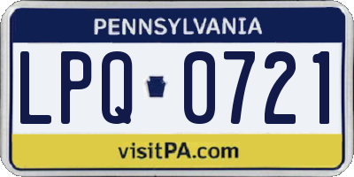 PA license plate LPQ0721