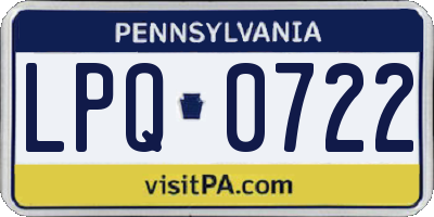 PA license plate LPQ0722