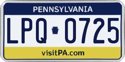 PA license plate LPQ0725