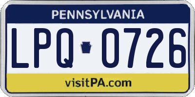 PA license plate LPQ0726