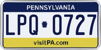 PA license plate LPQ0727