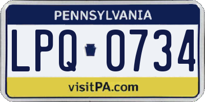 PA license plate LPQ0734