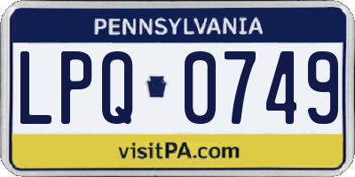PA license plate LPQ0749