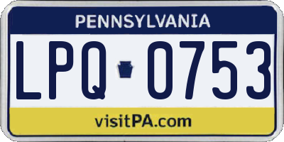 PA license plate LPQ0753