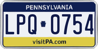 PA license plate LPQ0754