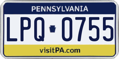 PA license plate LPQ0755