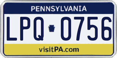 PA license plate LPQ0756
