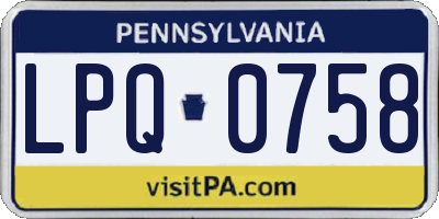 PA license plate LPQ0758
